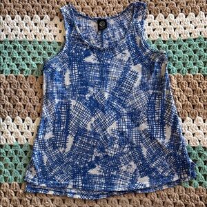 Blue White Abstract Patterned Textured Tank Top Shirt Women's sz Medium